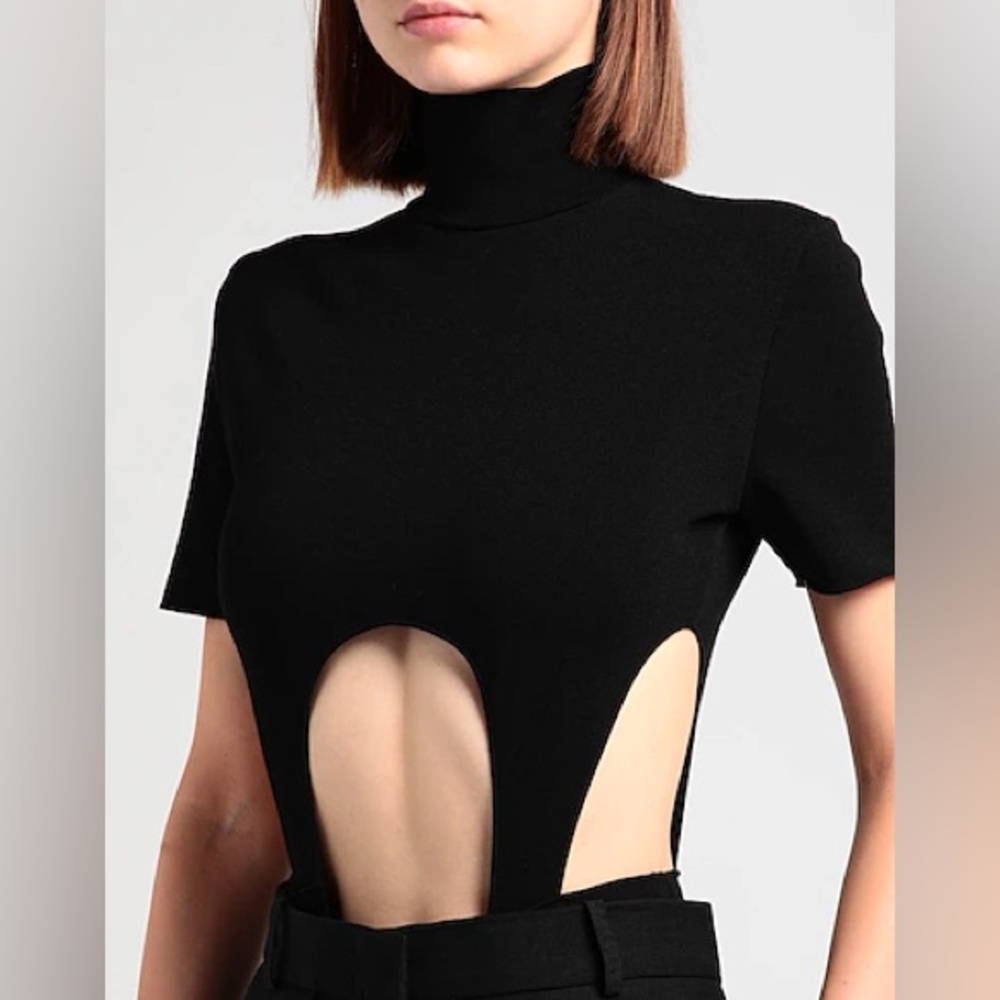 Mugler Cut Out Body Suit Black